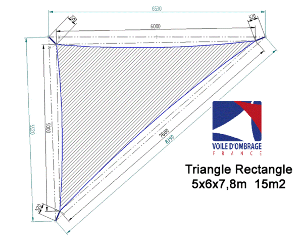 Voile 340gr Triangle rectangle