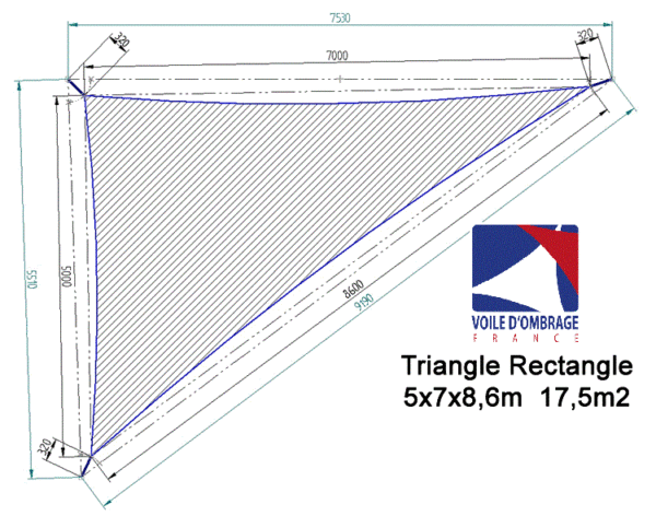 Voile 340gr Triangle rectangle